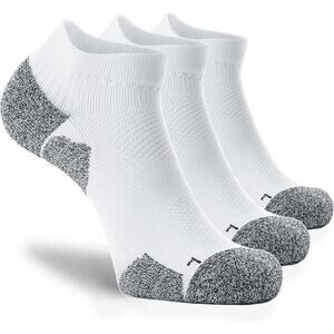 NWT ~ Set/6 White & Black Unisex Cushioned Compression Athletic Ankle Socks ~ M